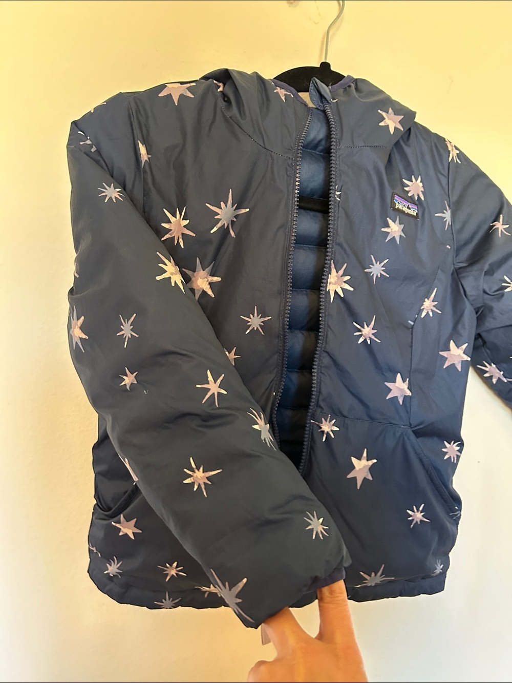 Patagonia Reversible Kids Navy Blue Puffer Jacket with Hood - Picture 4 of 5